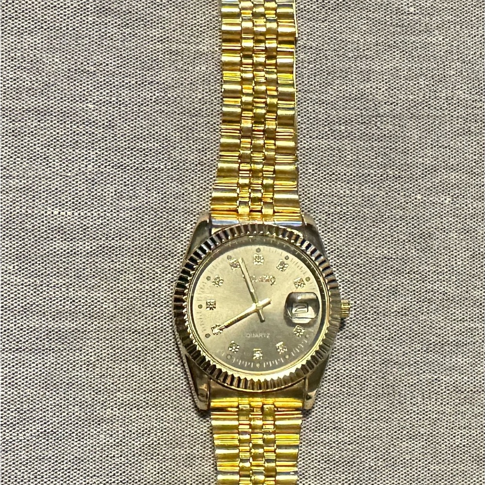 Gold Watch with Date Display